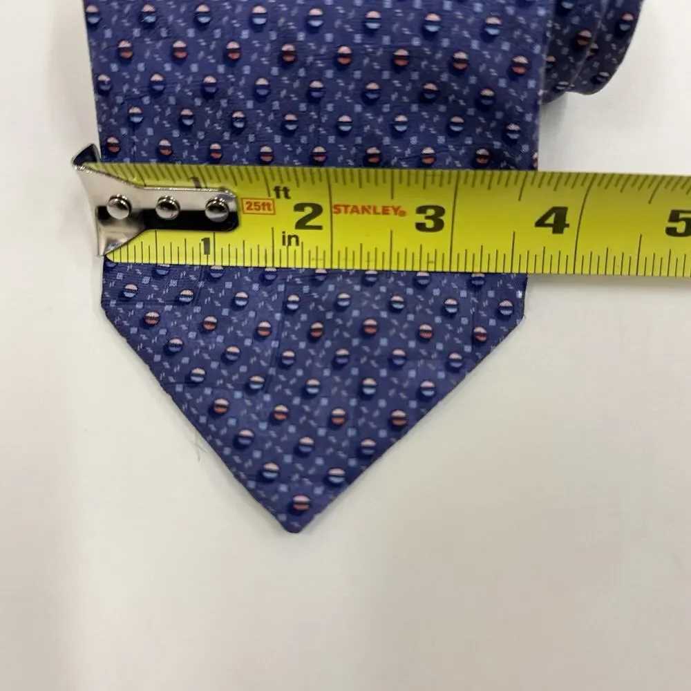 Ermenegildo Zegna Periwinkle Blue Pink Dot Geometric Silk Tie Italy Mens